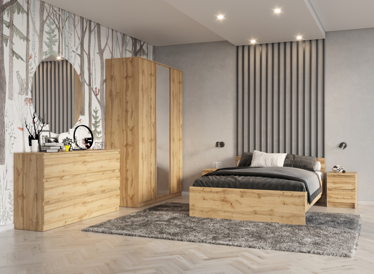 Кровать STERN 160*200, Дуб Вотан купить