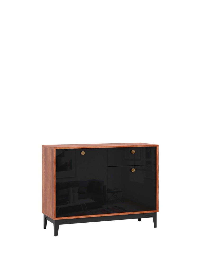 Комод BRASS KM-3, Чёрный глянец купить